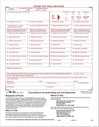 IRS Approved - W-3 Tax Summary Form - 25 Pack
