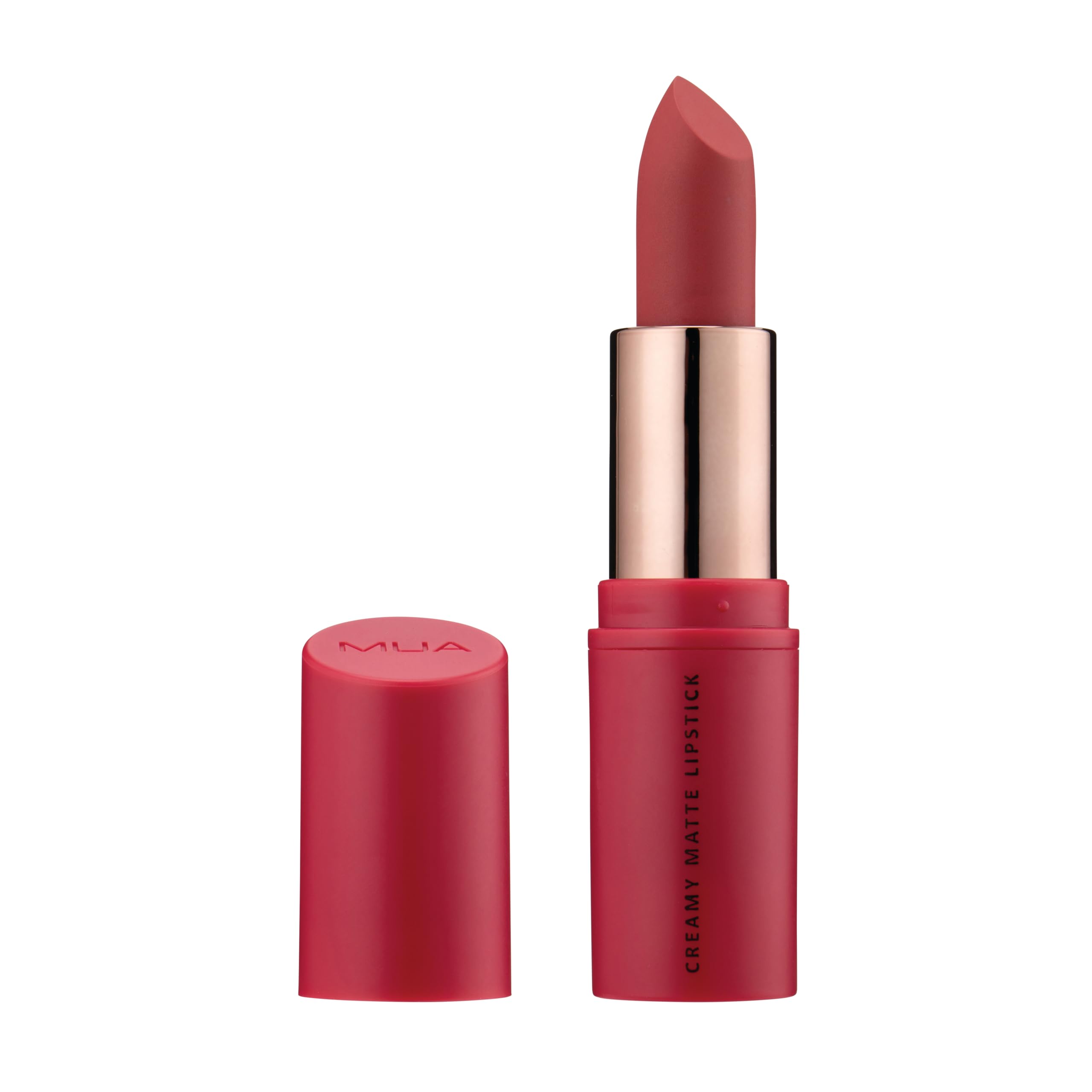 MUA Makeup Academy Creamy Matte Lipstick, Heartbreaker (Pink/Red), Highly Pigmented - Vegan & Cruelty Free (Pack of 1)