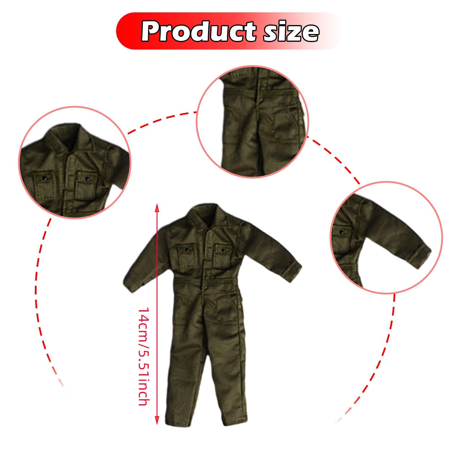 Qianly Miniaturfigur Anzug Männeroverall Puppenuniform Actionfigur Kleidung Modellkombi Aus Stoff für Ausstellung Rollenspiel Figurenliebhaber, GrÜn