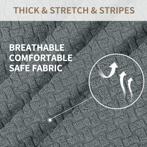 JIVINER Stretch Pet Couch Cover 3 Seater Sofa Covers 1 Piece Jacquard Couch Slipcovers 3 Seats Washable Thick Furniture Protector with Elastic Bands (Sofa, Light Gray) - Image 5