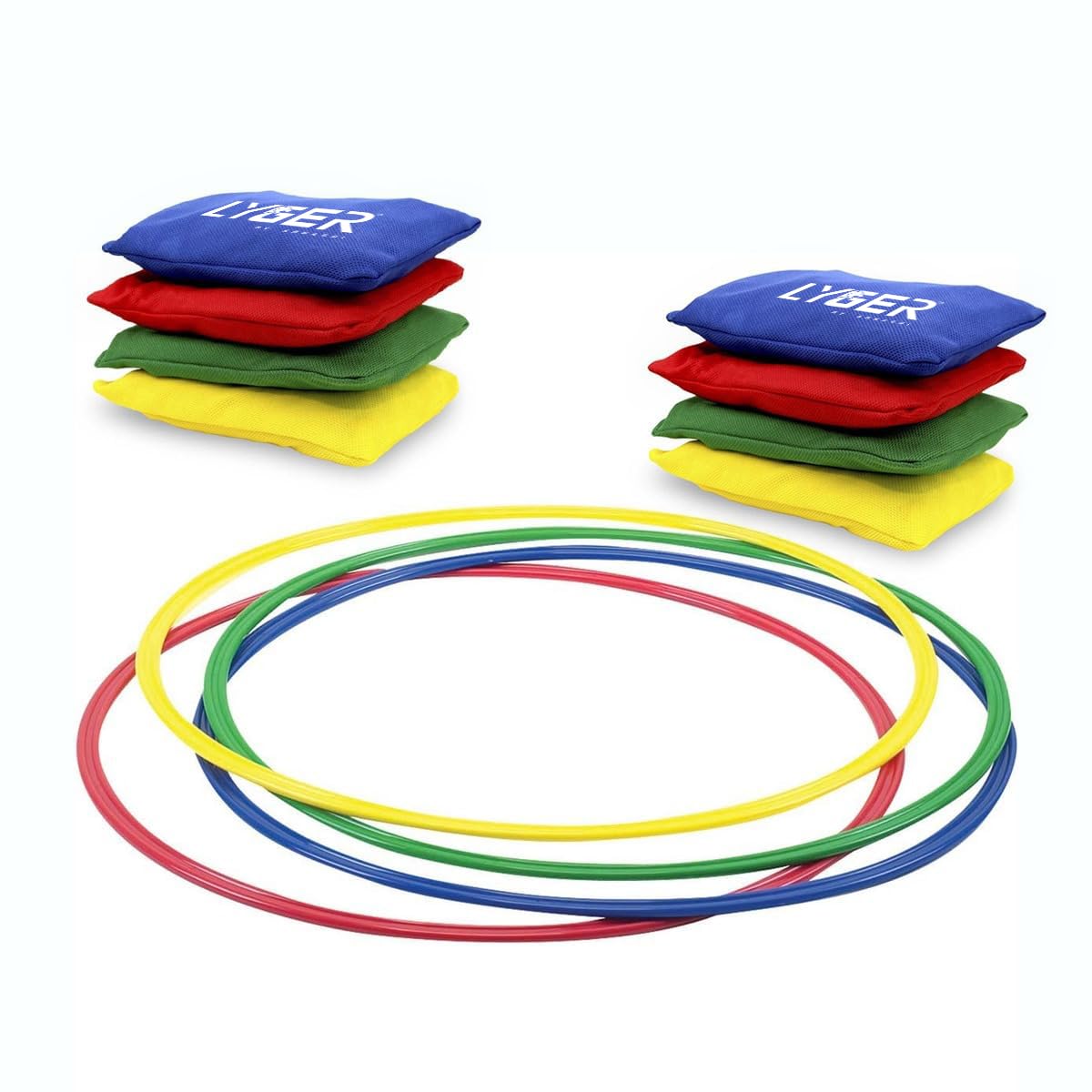 LYGER Combo Set Hula Hoop & Cornhole Bean Bags Ring Toss Game (Multicolor) (B0CGVFP48P) Amazon Price History, Amazon Price Tracker