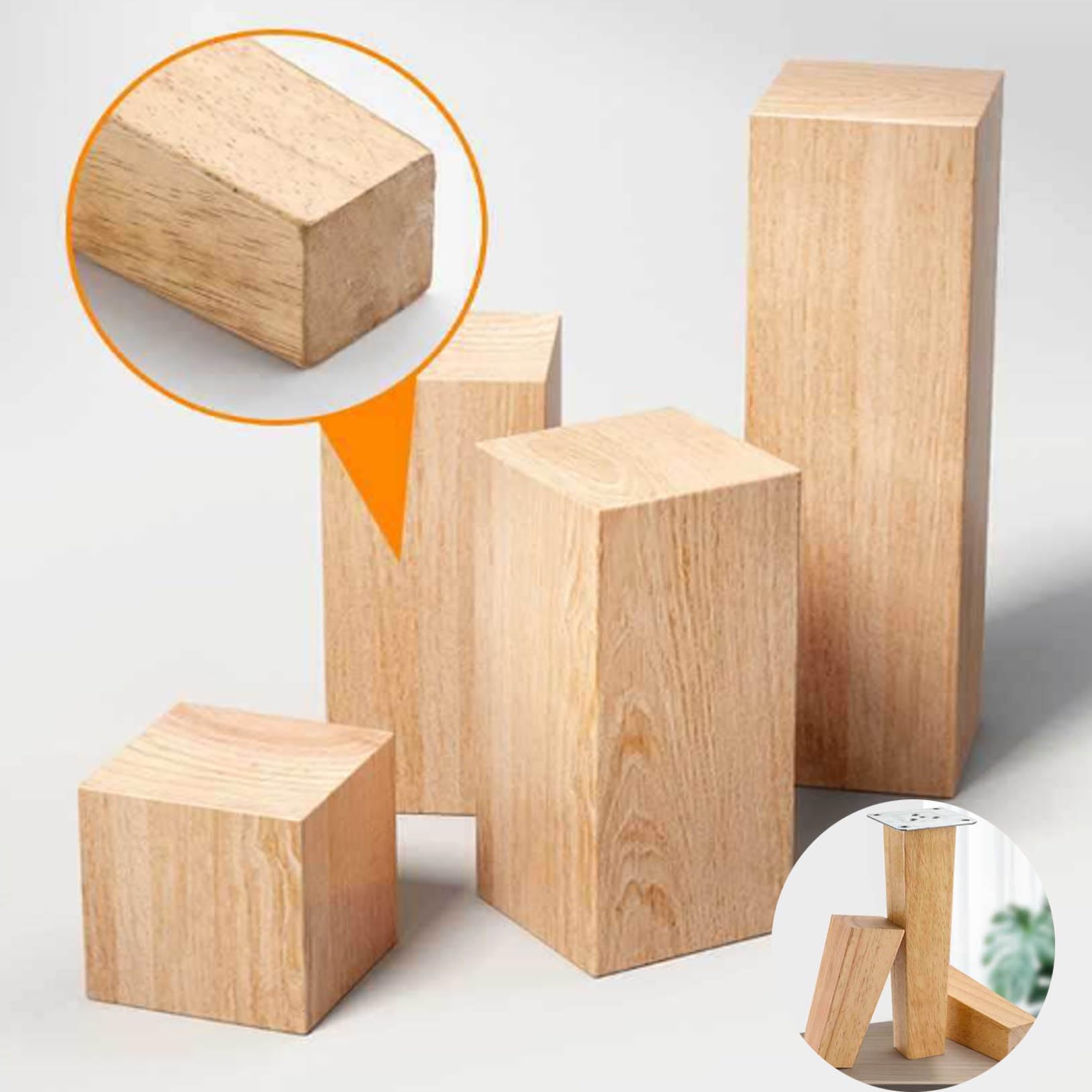 4 Stück Massivholz Ersatz Möbelfüße Holz DIY Tischbeine aus Eiche Holz Sofa beine,Möbelbeine,Konisch Sofafüße,für Kommode und Schrank (30cm)