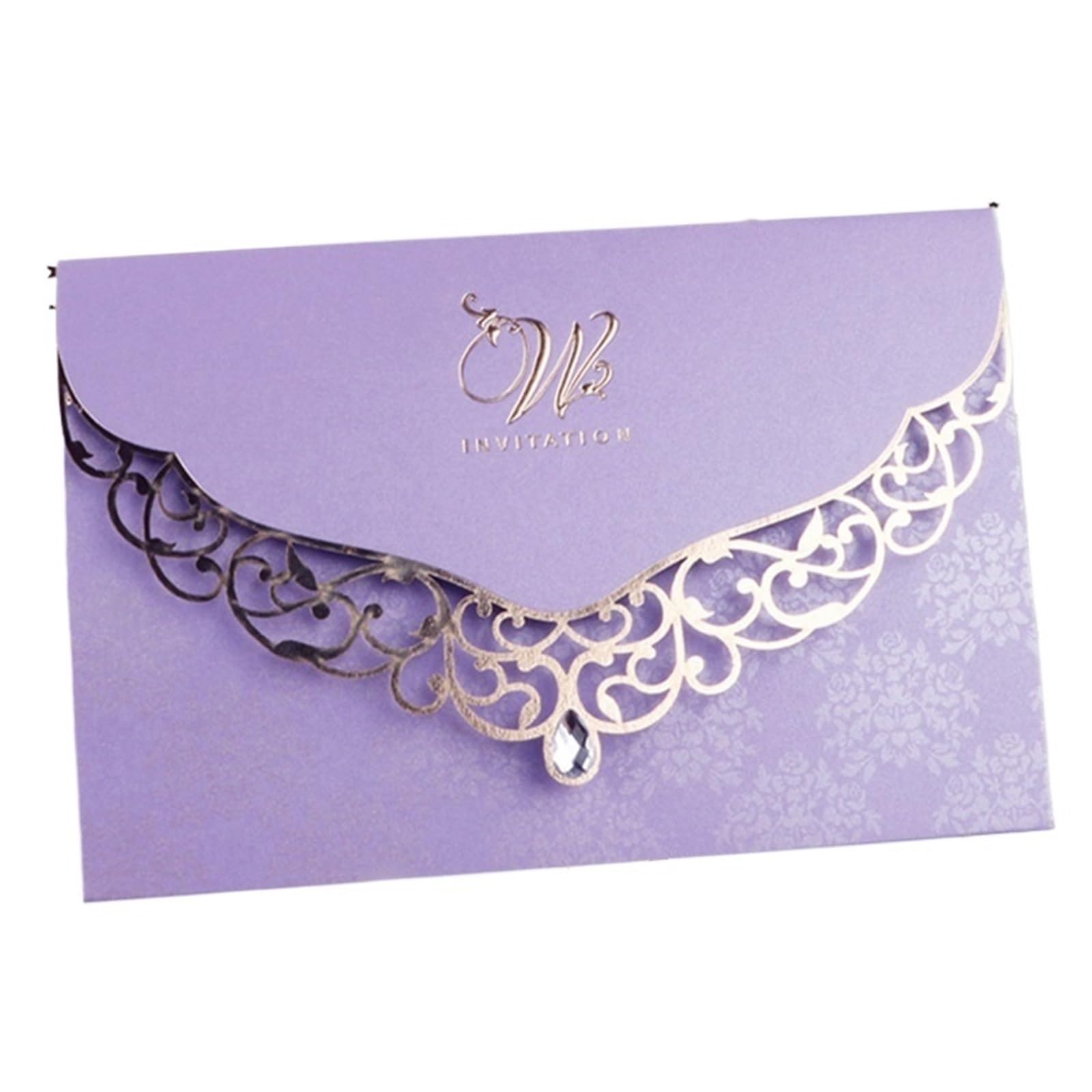 Hochzeitseinladungskarten, Hochzeitseinladungskarten 50 Stück Diamantdekoration Mehrfarbig(Lavender)