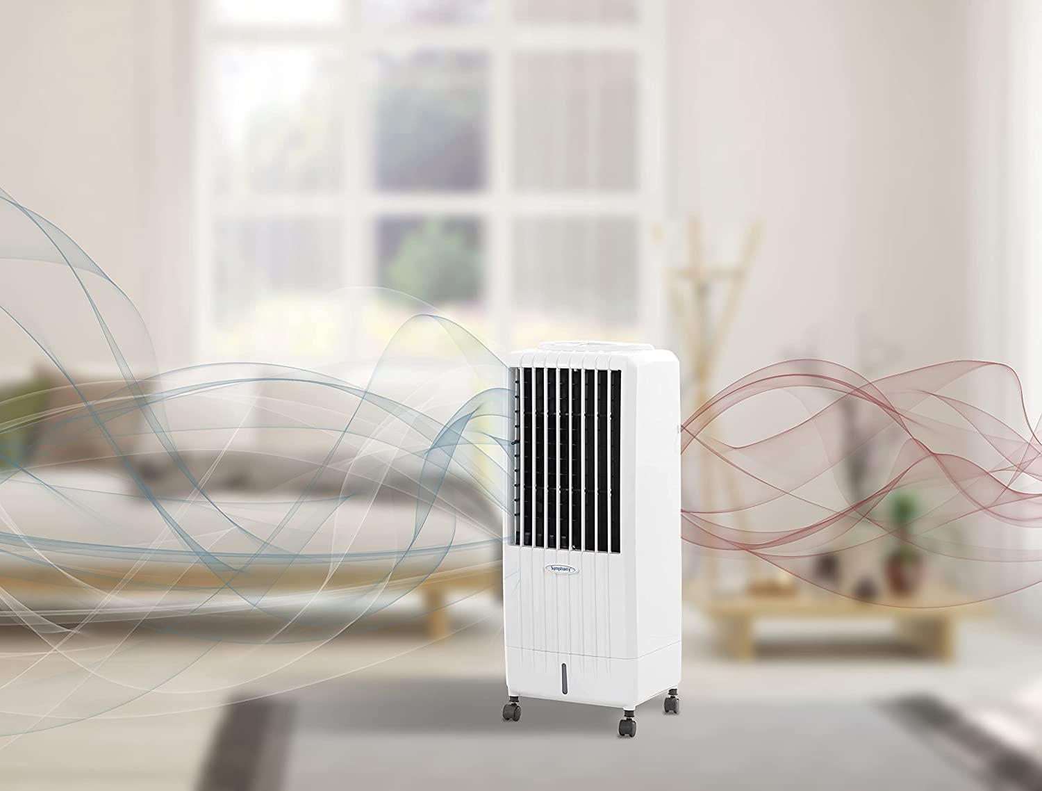 HJM - Symphony DIET8I Enfriador, purificador y humidificador, 95 W, 12.5 litros, 65 Decibeles, Plástico, 3 Velocidades, Blanco, 34x35x78 cm