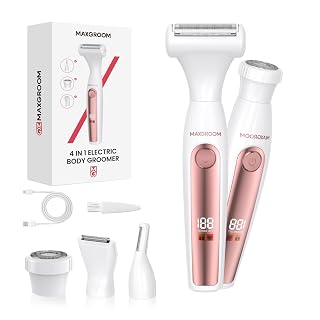 Rasoir Electrique Femme,4 en 1 Rasoir Intime pour Femme,Rasoir Multifonctionnel,Rasoir Électrique USB-C Rechargeable,IPX6 Tondeuse Maillot,pour Corps,Aisselles,Bikini,Sourcils Visage - Amazon product rated Grade A
