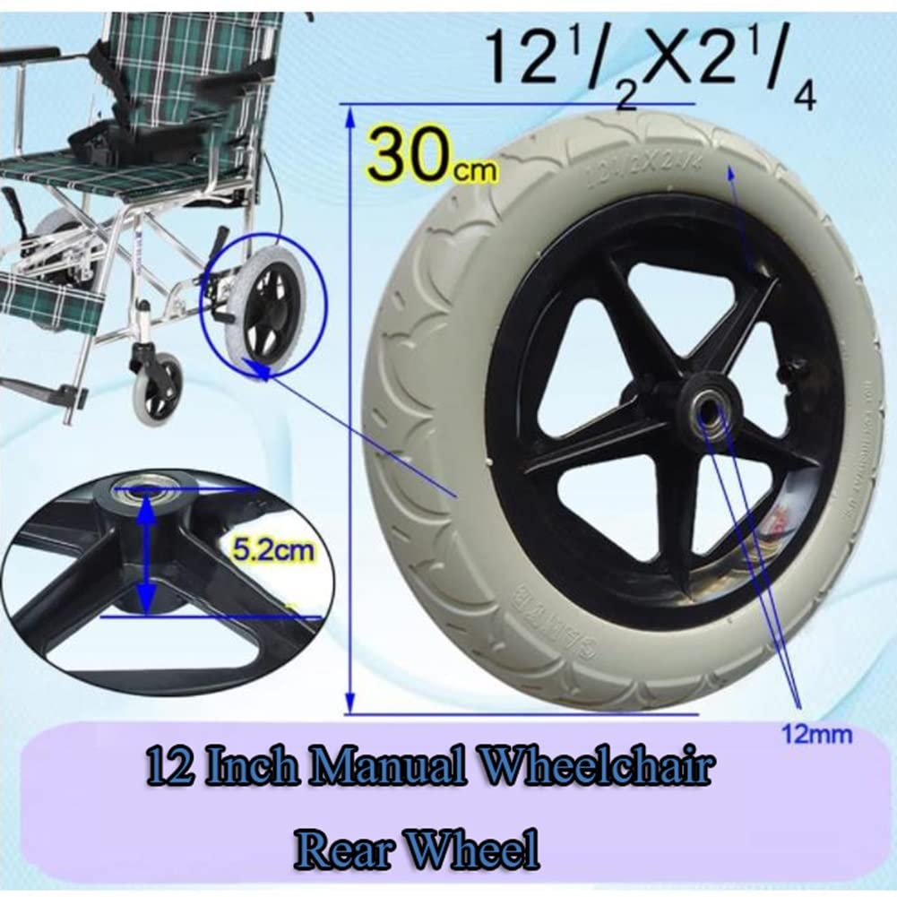 Akcesoria do wózka inwalidzkiego 30 cm, tylne koło, część zamienna do ręcznego wózka inwalidzkiego, solidne tylne koło, szare, 2 sztuki