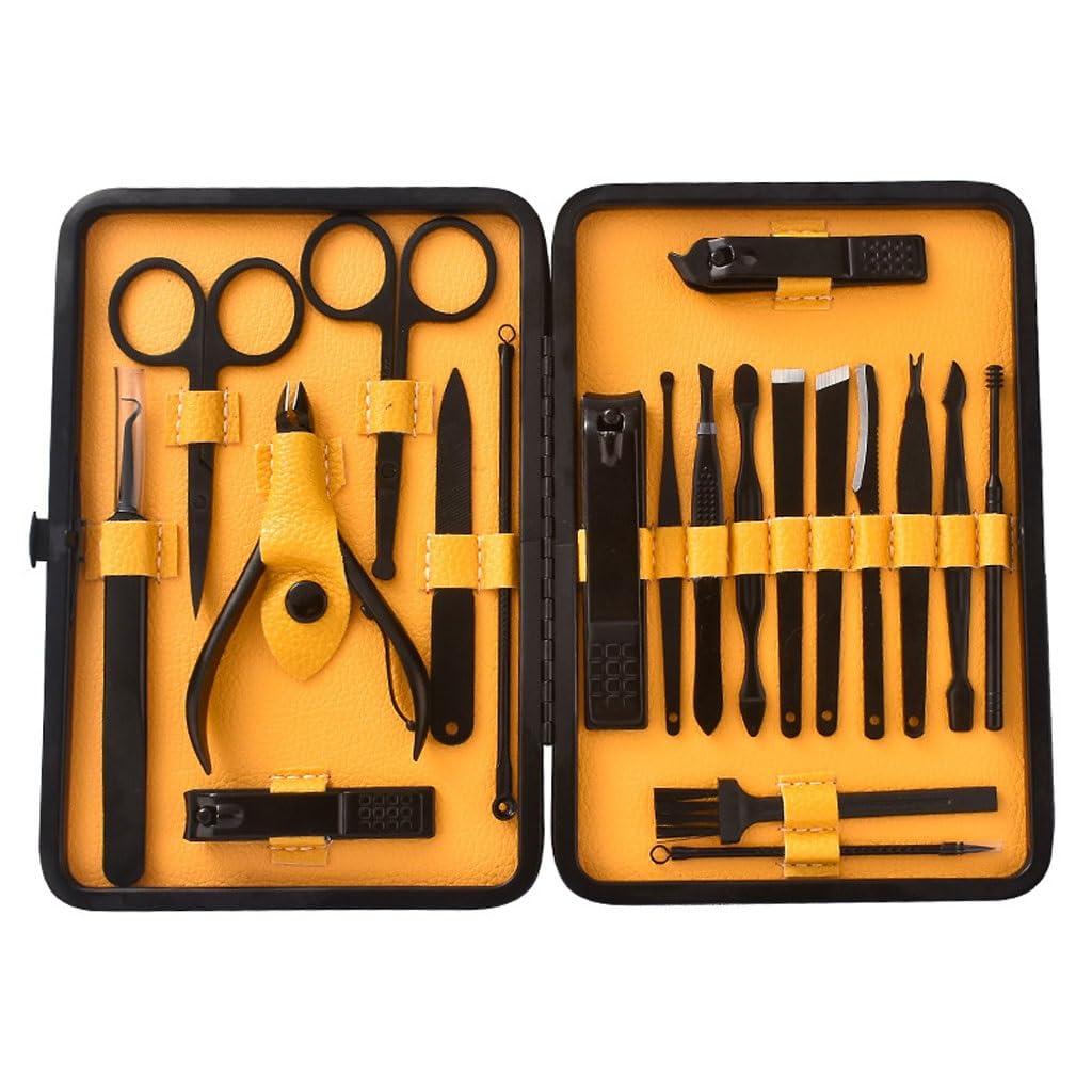 YJYJY 20-piece Nail Clippers Set Scissors Cuticle Pliers Eyebrow Manicure Tools