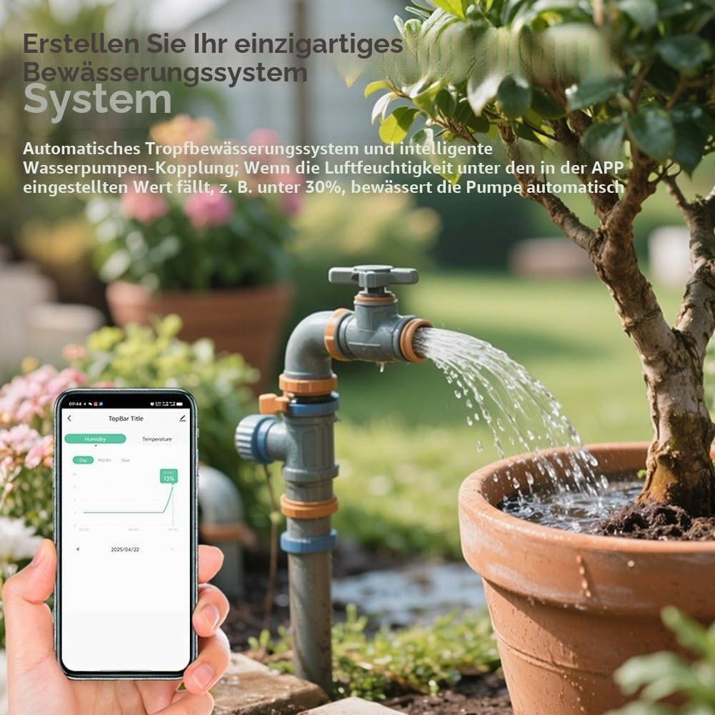 Bodenfeuchtigkeitssensor, WLAN-Hygrometer, Feuchtigkeitssensor, Fernüberwachung von Mobiltelefonen, für Hof, Bauernhof, Garten, Rasenpflanzen, Innen- und Außenbereich, 18 x 3,5 x 2,4 cm (WLAN)