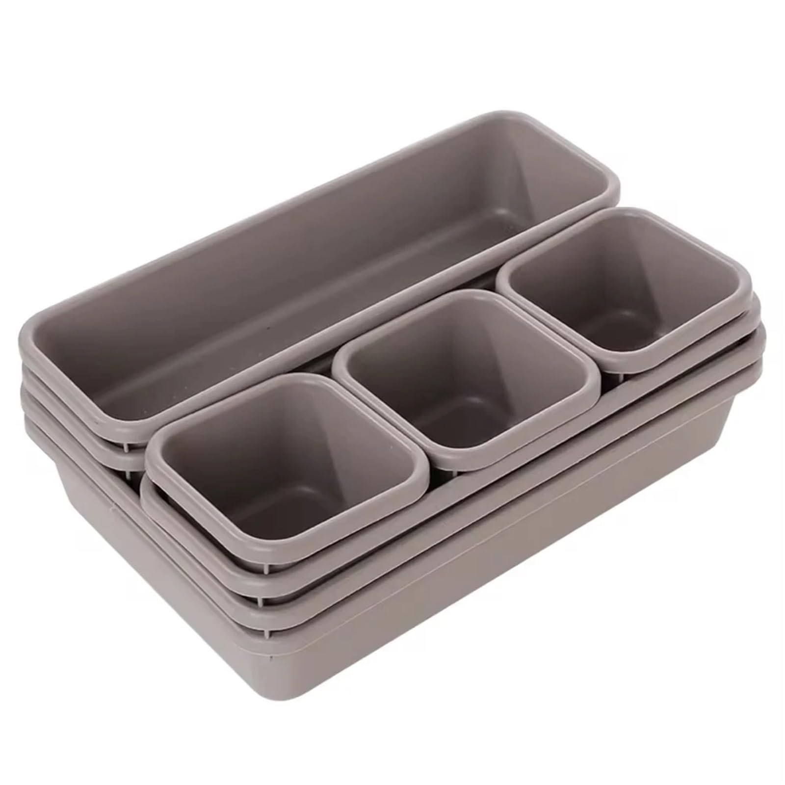ZHSOAO 8 pcs Adjustable Drawer Organizer Box Trays Make Up Cosmetics Sundries Divider Holder Kitchen Bathroom Closet Jewellery for Bras, Socks, Underwear(Grey)