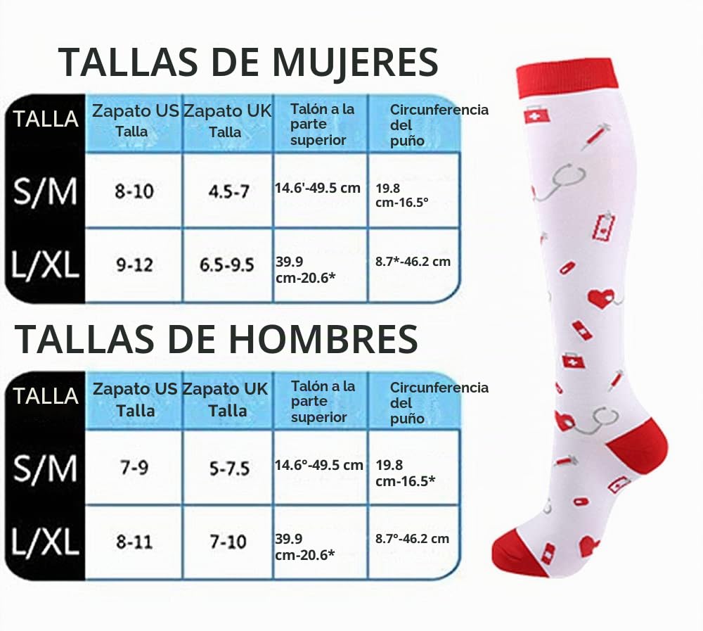 4 pares calcetines de compresión 20-30mmHg para hombres/mujeres enfermeras de recuperación correr maternidad embarazo vuelo viaje salud médica deporte
