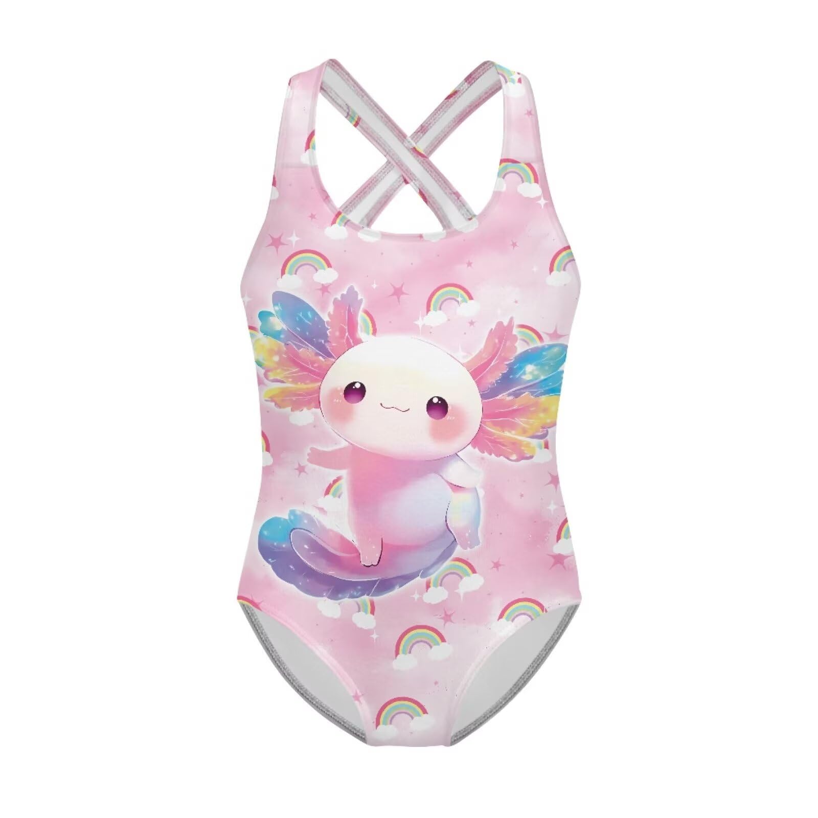 Xpyiqun Swimsuit for Girls One Piece Bathing Suits Size 5-14 Sleeveless Swimwear Cross Shoulder Strap Swimming Wear