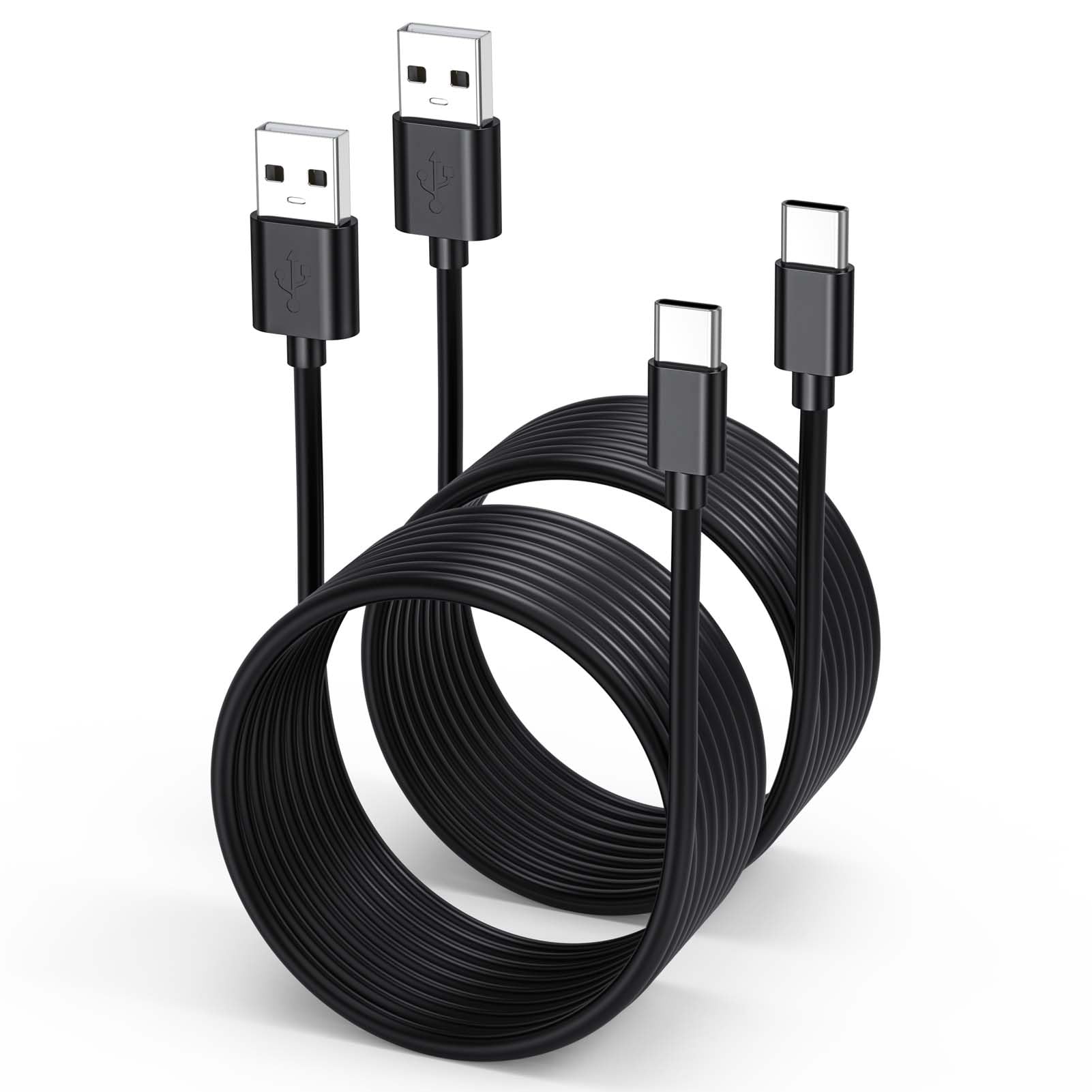 USB A to USB C Cable 15FT 2-Pack,PS5 Controller Charger Cord