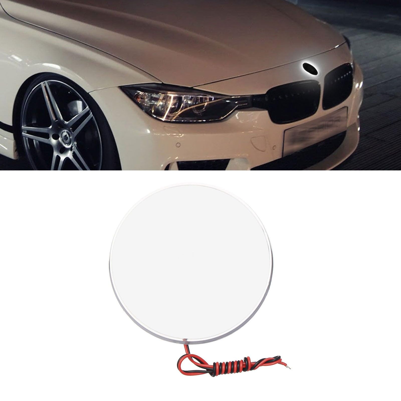 82mm/3.2'' Front Grille Rear Trunk Logo Badge Emblem Background Illumination Light Lamp Decoration Compatible with BMW 1 3 5 6 7 X Series M3 M4 (White)
