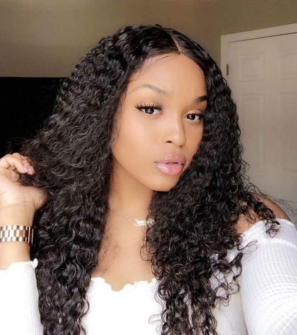 Maxine10A Water Wave Lace Front Wig Natural Hairline 150% Density Human Hair Wigs With Baby Hair Bleached Knots Brazilian Unprocessed Virgin Human Hair with Adjustable Straps 18inch
