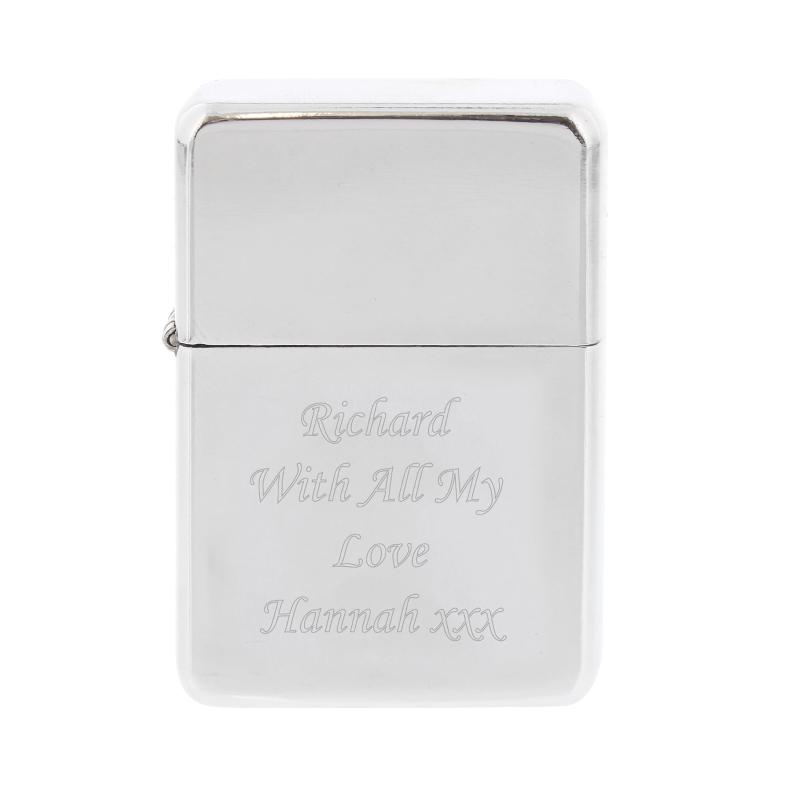PERSONALISED ENGRAVED CHROME PETROL LIGHTER IN GIFT TIN