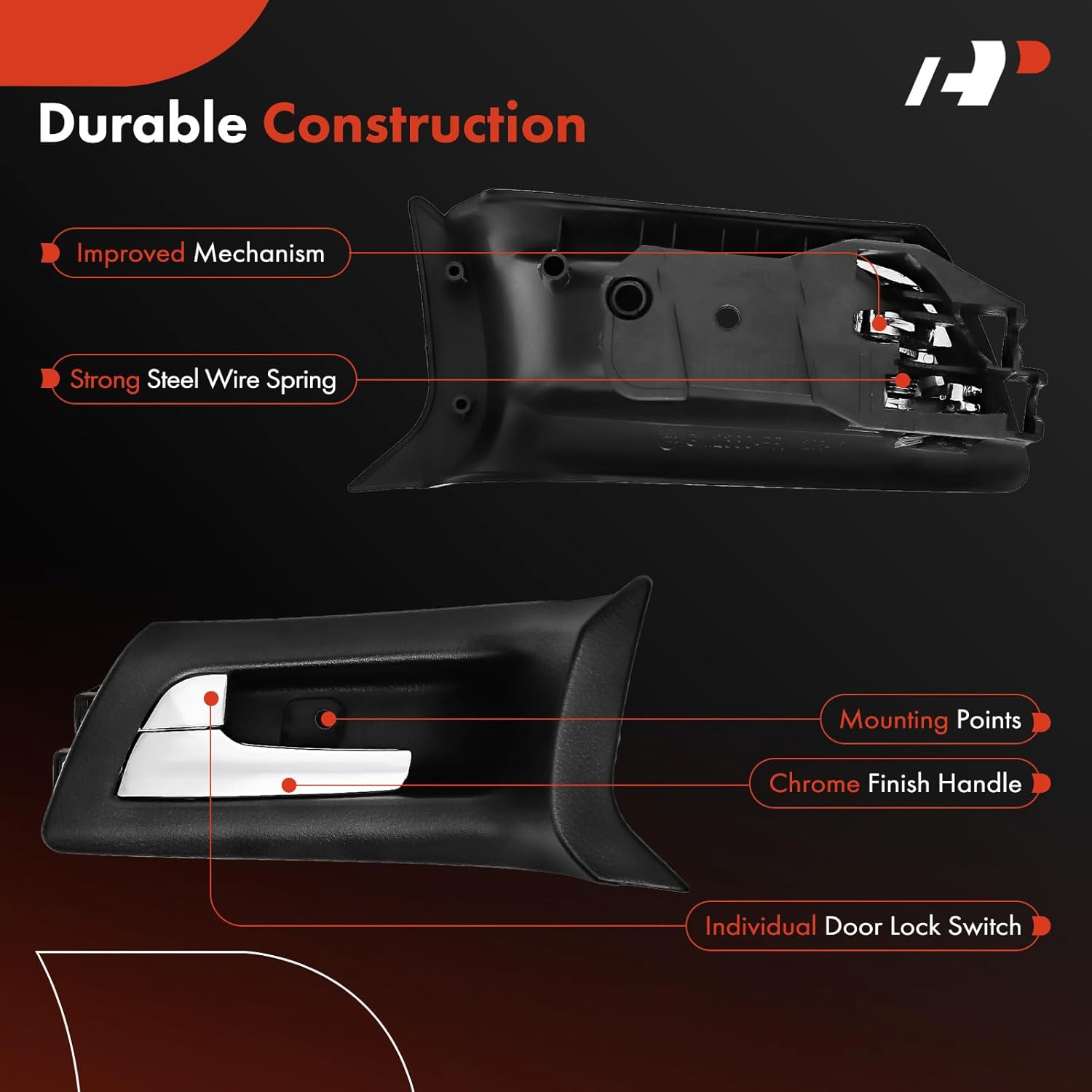 A-Premium Front Left Driver Side Interior Door Handle Compatible with Pontiac G8 2008-2009, Black Housing with Chrome Lever, Replace# 92213438