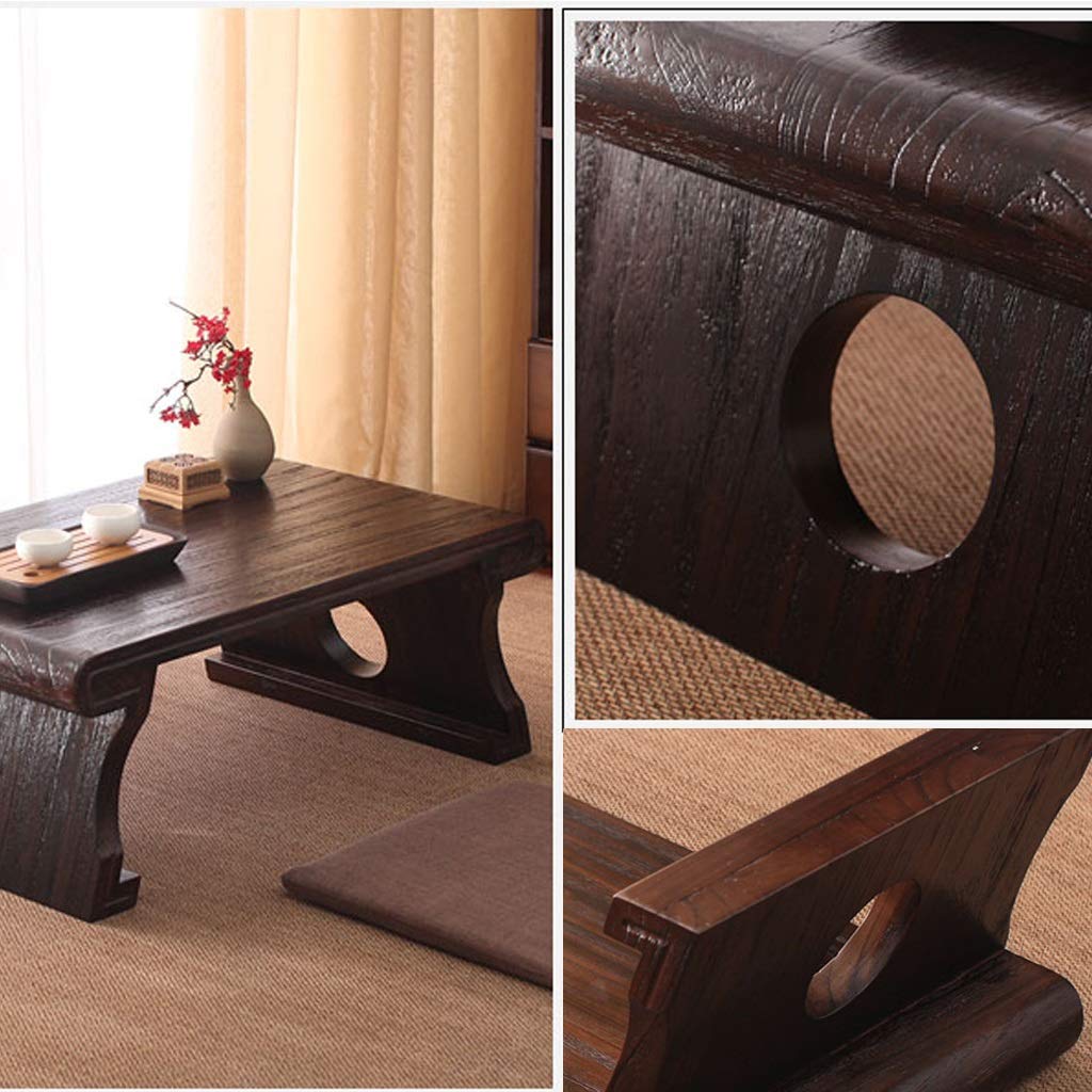Tavolino da caffè in Stile Giapponese Tavolino Basso in Legno Massello Tavolino da tè per Balcone Tavolo Tatami, Tavolo per Laptop Tavolo da Studio (Color : Brown, Size : 60x40x30cm)