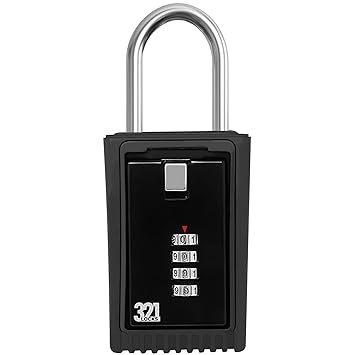 Key Lock Box LB-003 - Hide a Key Outside for Your House - Realtor, Spare Key, Contractor, Rental, Key Storage - Lockbox Combination Shackle Fence Mount, Door Knob Mount (1 Pack)