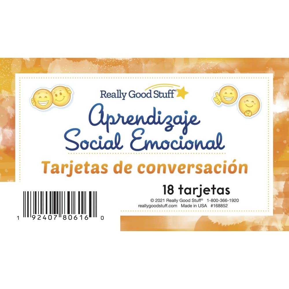 Really Good Stuff Spanish SEL Conversation Cards for Home (Tarjetas de Conversaci?n para el Hogar) - 18 Cards