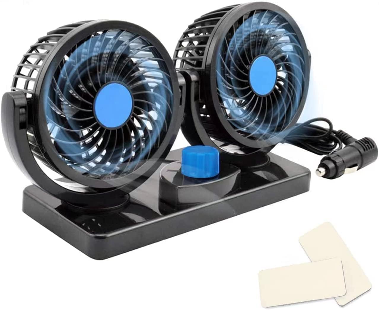 Car Fan 12V , 360 Degree Rotatable Car Fan,Electric 2 Speed Dual Head Fans-Low Noise Strong Dashboard Cooling Air Circulator Fan for Sedan SUV RV Boat Auto Vehicles Golf