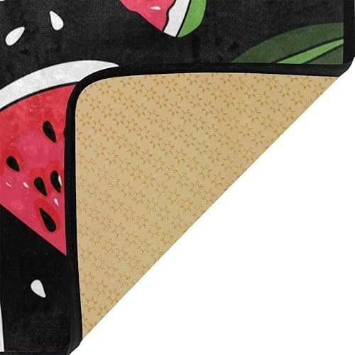 Miniatura 6 de Tapete de cocina de 39 x 20 pulgadas, color negro sandía, suave, tapete de baño, antideslizante, para decoración del hogar