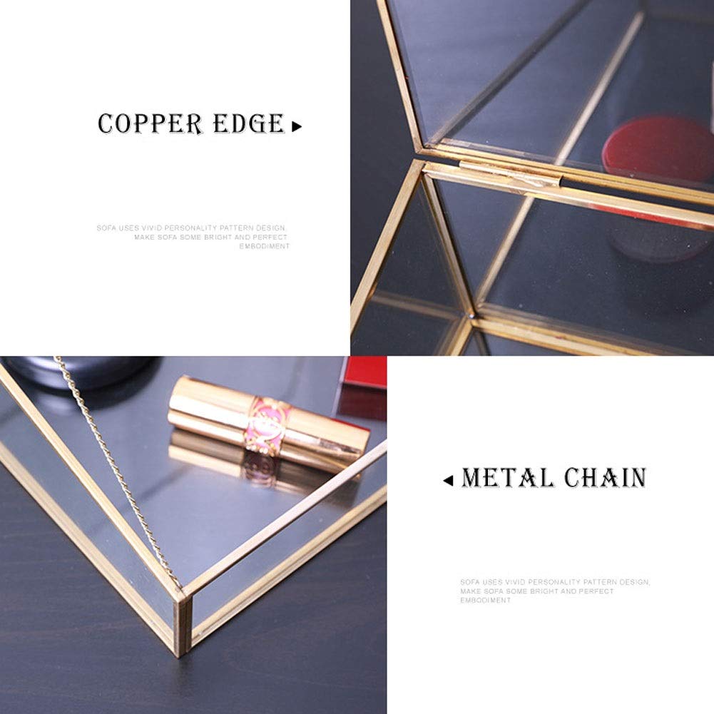 es Transparent Glass European Style Jewellery Chest Dust-Proof Copper Edge Jewelry Display Case Jewelry Box for Women
