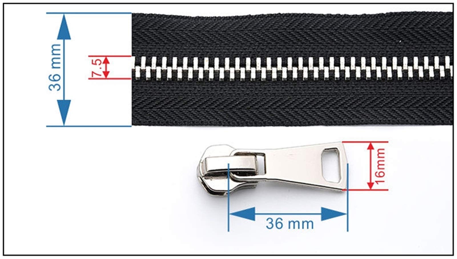 Cremallera para Bolsos, Cremalleras 8# Cremalleras metálicas de Doble Deslizador de Metal, Cremallera de Extremo Abierto ecológica,(80cm)