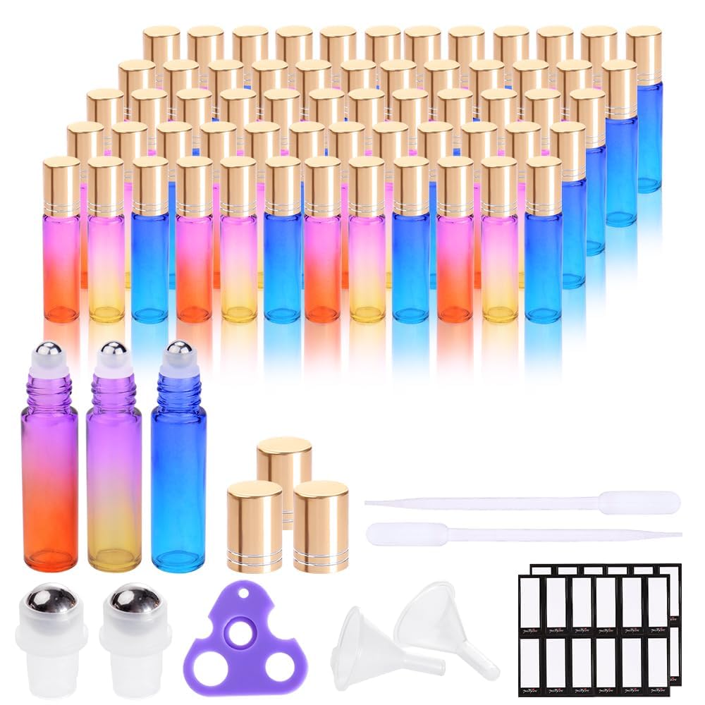 PrettyCare 60-pack essential oil roller bottles set