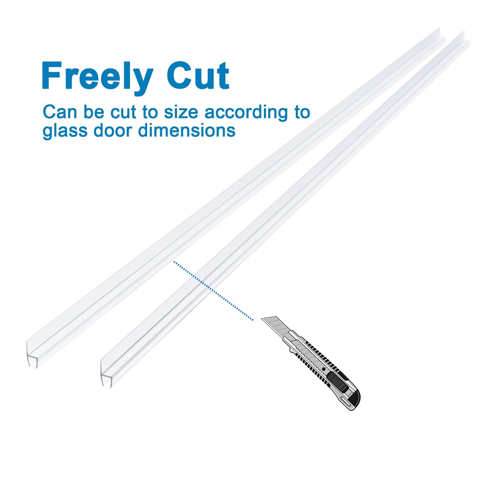 Gomas Mampara Ducha, Sello de Puerta de Vidrio Impermeable a Prueba de Viento, Sello de Mampara de Ducha de PVC Duradero for Separación de Baño Seco y Húmedo(2pcs,6mm/0.23in)