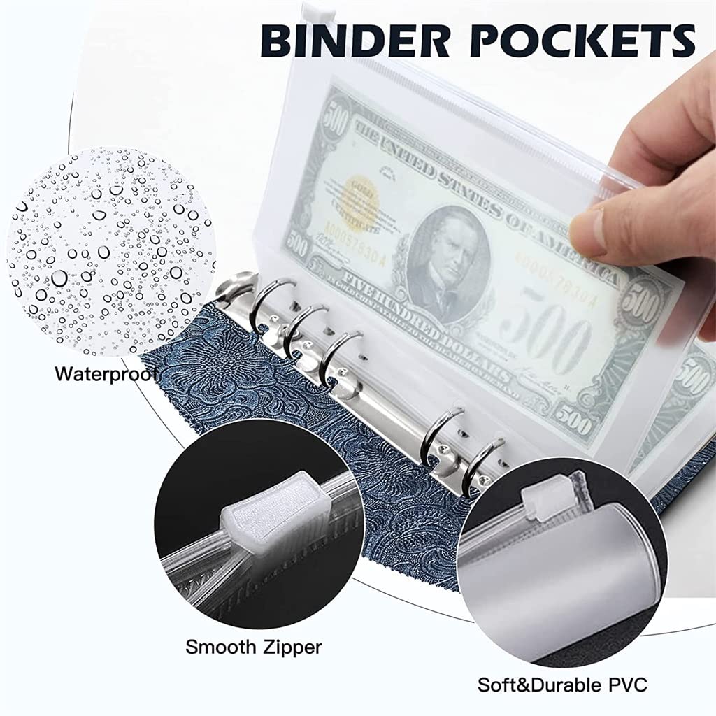 JFDBGU A6 PU. Taccuino Ricaricabile del Raccoglitore del Budget in Pelle for la Carta di riempimento A6, Copertura del pianificatore Personale della Foglia Sciolta con Fibbia Magnetica(3-Pack)