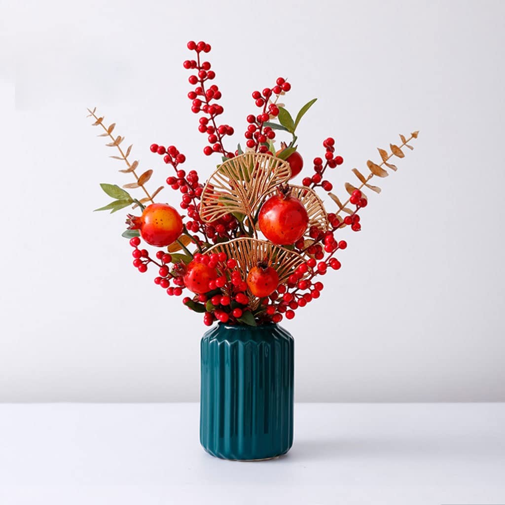 Künstliche Blumen Seidentuch künstliche Blumen mit keramischer Vase Weihnachtshaus DIY. Hochzeit Esstischdekoration Gefälschte Blumen Set Künstliche Blumen wie Echt (Color : B)