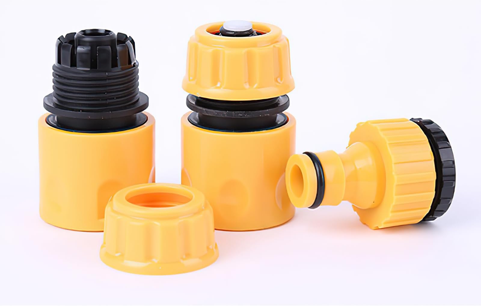 Plastic Hose Connector, 6pcs Quick Connect Hose End Connector Kit for Water Gun and Pipe, Yellow