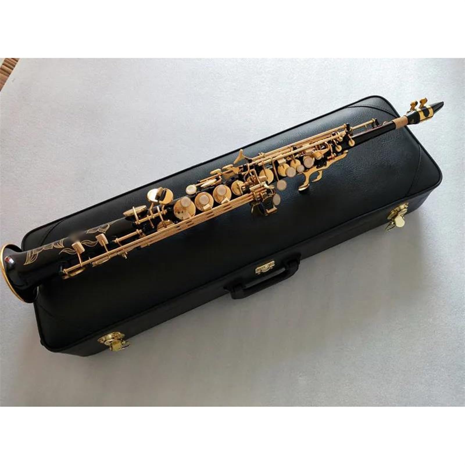Saksofon Instrument Muzyczny Saksofon Sopranowy Z Czarnego Złota B Płaski Saksofon Sopranowy Z Ustnikiem