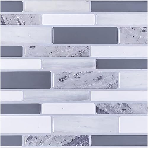 Miniatura 1 de Azulejos de mosaico de 10 hojas autoadhesivas para pared, azulejos de ladrillo para cocina, azulejos de pared 3D autoadhesivos para tocadores de