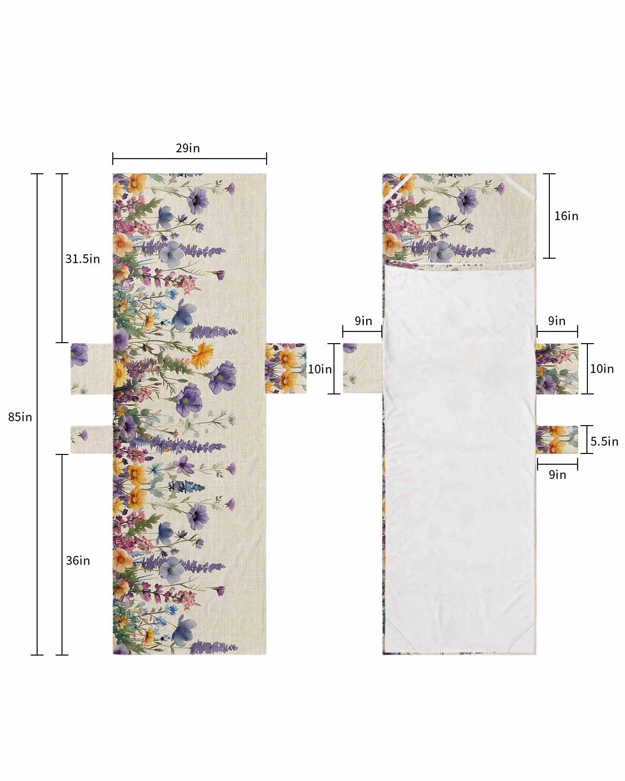 Spring Floral Beach Lounge Chair Towel Cover, Soft Chaise Lounge Towel with Side Pockets Patio Pool Chairs Cover for Beach/Pool Sunbathing 29x85 Purple Flowers Summer Botanical Rustic
