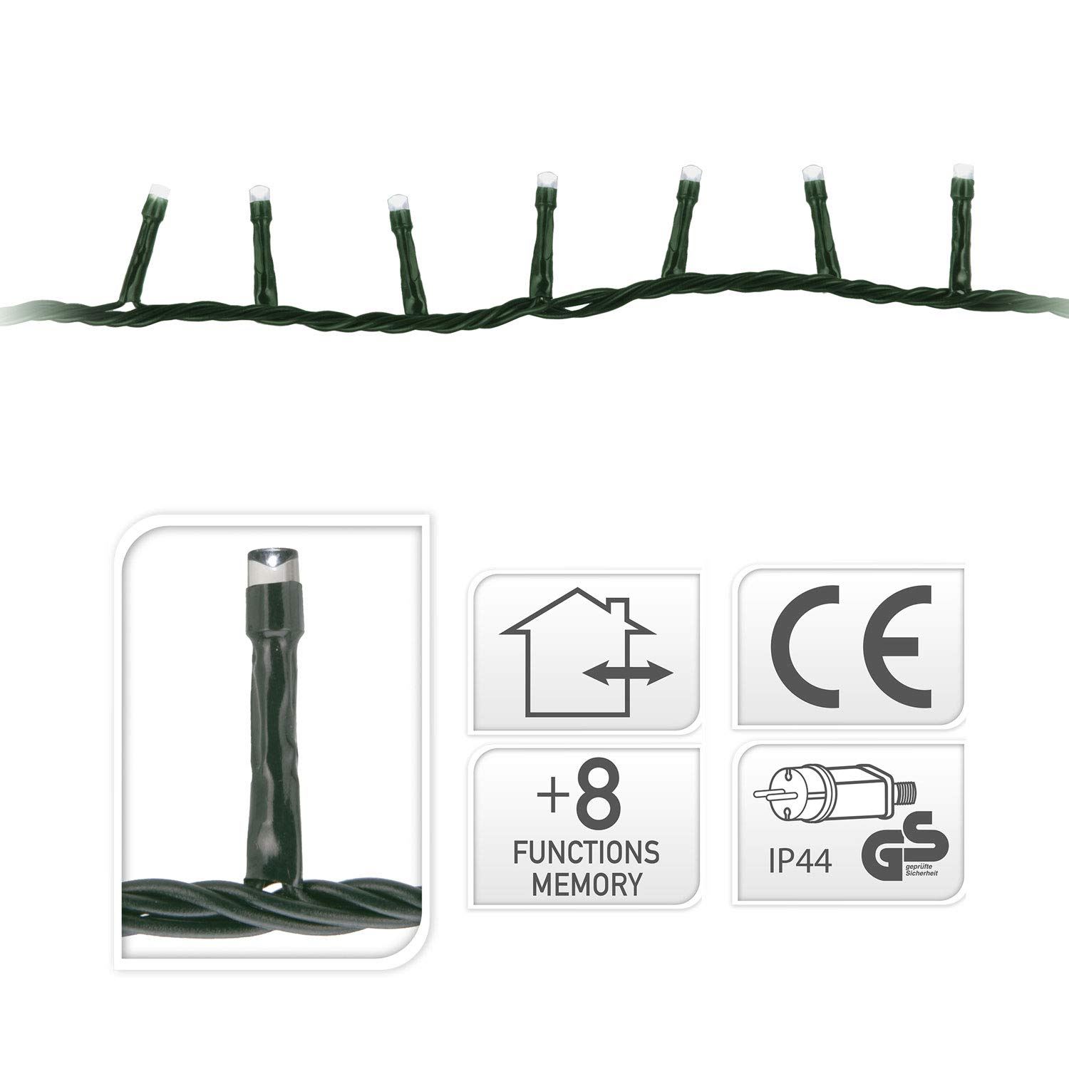 Unbekannt Lichterkette 1200 LEDs 24m 2400cm Warmweiß Innen und Außen Beleuchtung Deko Weihnachten