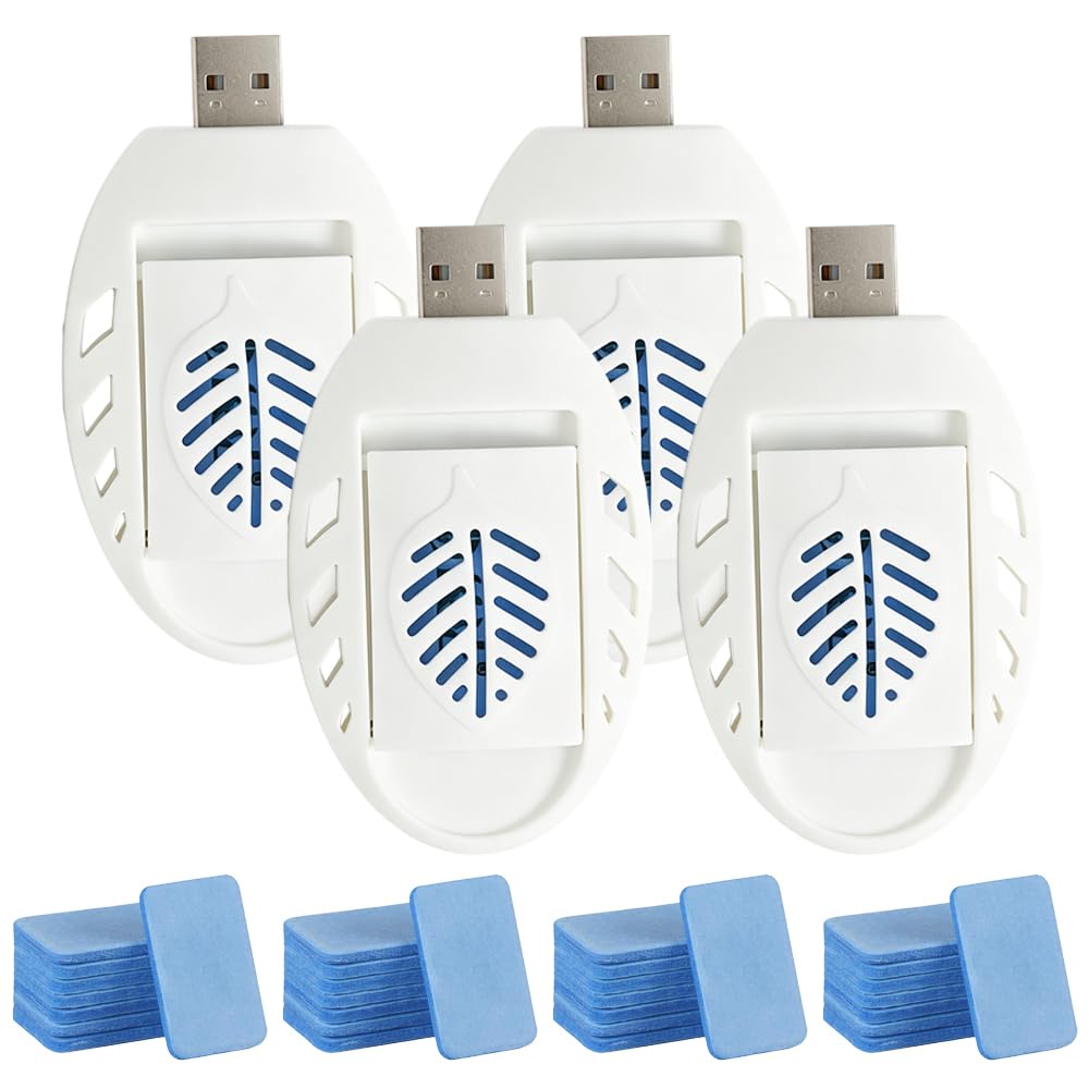4 Pcs USB Mosquito Repellent Plug In, Portable USB Mosquito Killer, Indoor Insect Repellent Plug In with 120 Repellent Tablets, Electric Mosquito Repeller for Hiking, Garden, Home, Travel Use