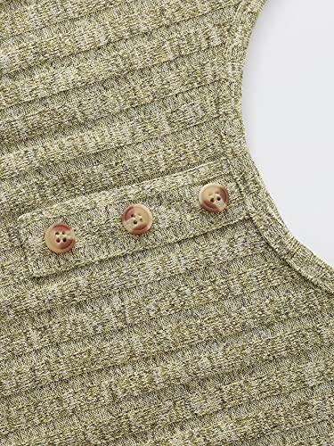 Image of SOLY HUX Women's Button Front Ribbed Knit Tank Top and Shorts Pajama Set Sleepwear Lounge Sets