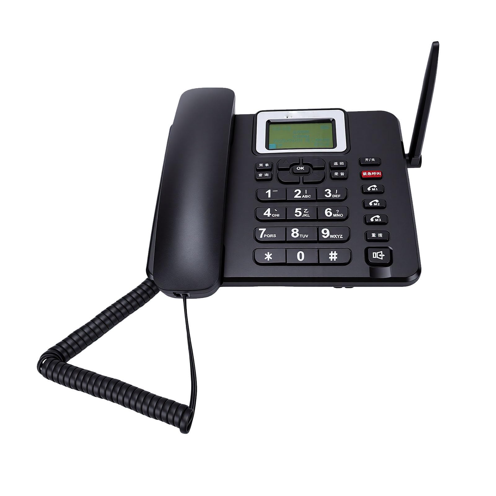 PUSOKEI Telefono Fisso Cordless GSM 4G con Scheda SIM, Telefono da Tavolo Classico GSM Wireless con Emergenza SOS, Facile da Usare per Lavoro o Famiglia