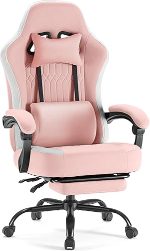 DUMOS Silla de juegos con reposabrazos de conexión, sillas de videojuegos con cojín de resorte de bolsillo, silla ergonómica para computadora, silla