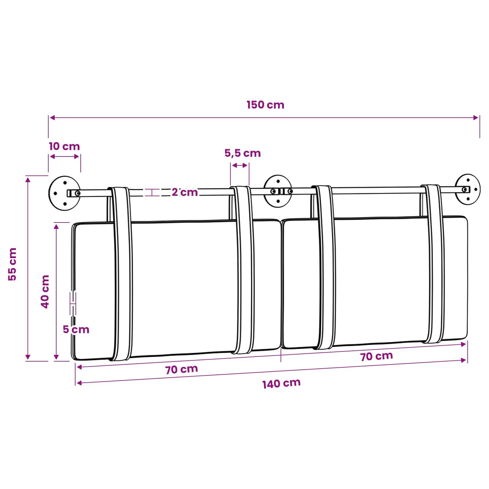 Cabecero colgante gris oscuro de poliuretano antiguo con acolchado suave, 150 x 55 x 5 cm, montaje en pared, juego de 2, versátil para dormitorio, habitación de invitados, cama doble