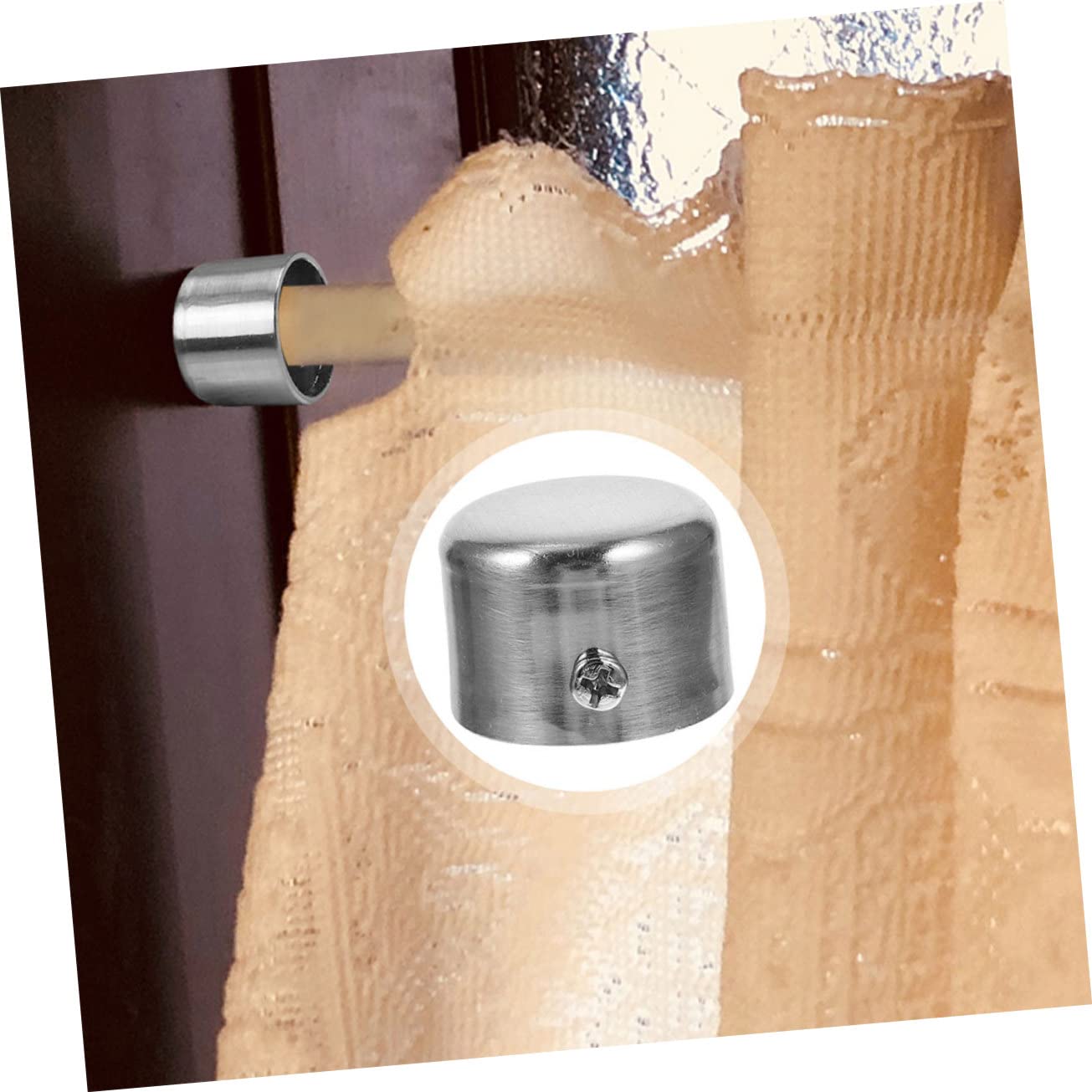 GRIRIW Curtain Rod Finials 6pcs Metal Decorative End Caps for No Drilling Rods Silver