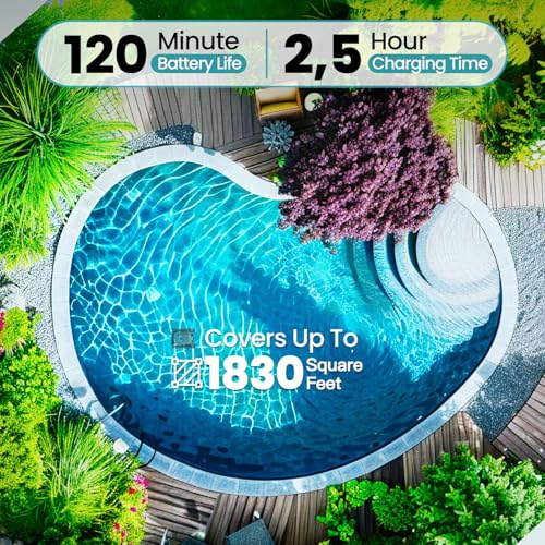 Image of Cordless Pool Robot Vacuum for Inground Pools, 5000 GPH Powerful Suction Robotic Pool Cleaner, Wall Climbing & Waterline Scrubbing, Smart Navigation for Floor /Wall /Waterline