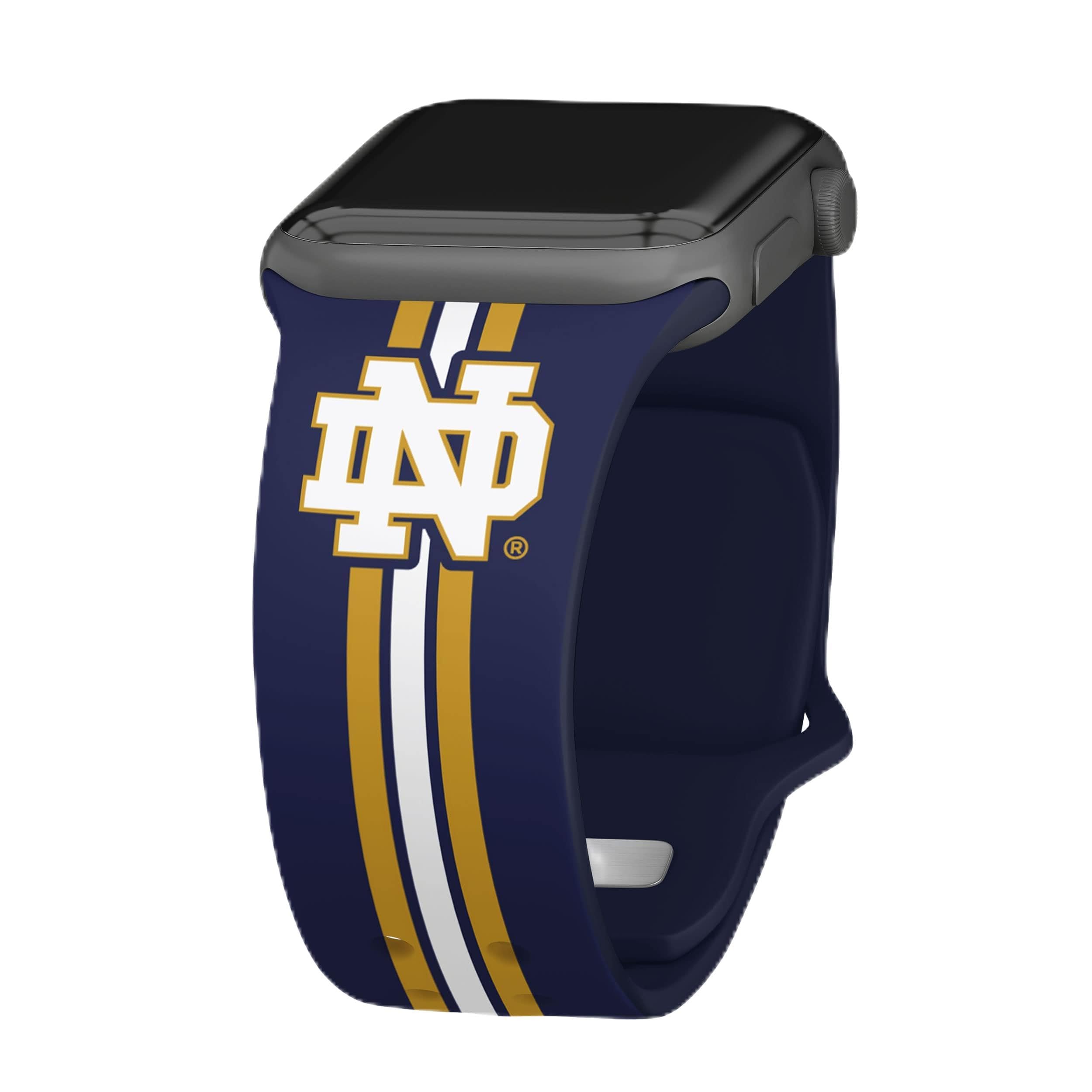 Affinity Bands Notre Dame Fighting Irish HD Watch Band Compatible with Apple Watch (38/40/41mm-Short - Stripes)