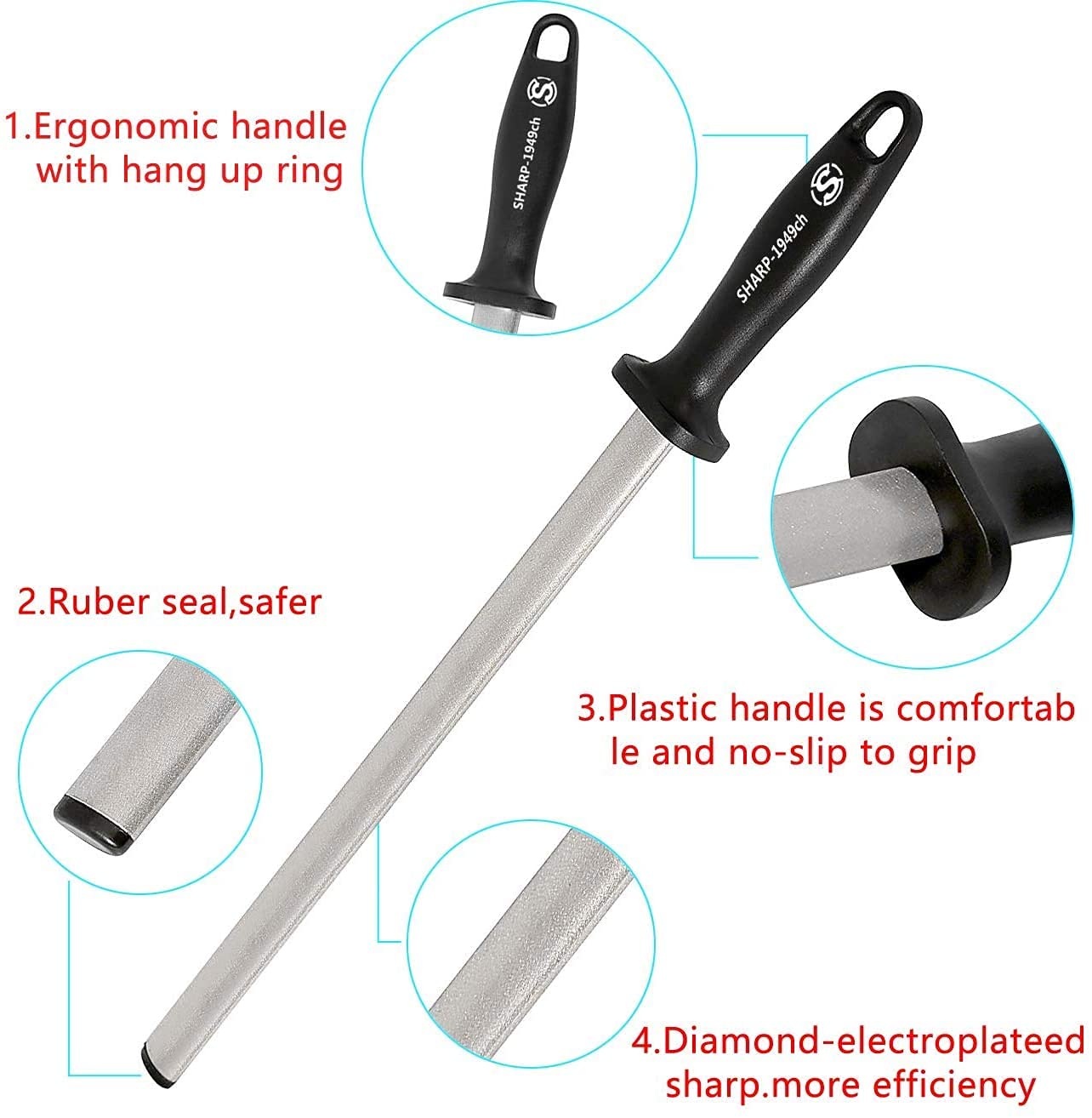 Ausla Diamant Wetzstahl 3000 Körnung - 100mm, Verschiedene Durchmesser - Messerschärfer