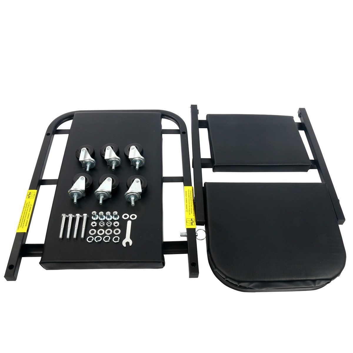 FreeTec Camilla Mecanico, Camilla Taller, Convertible en Asiento Taburete, con 6 Ruedas, 1m de Longitud, Carga Máxima de 150 kg, Negro