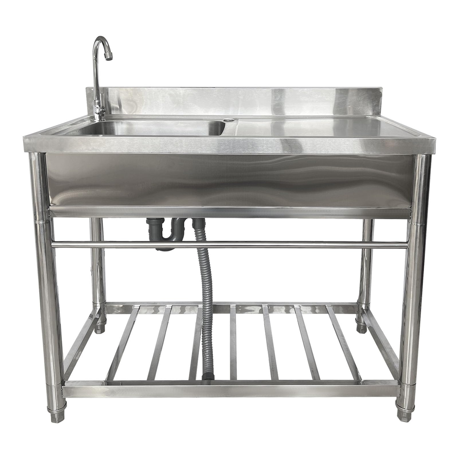 TAXXII Free Standing Single Bowl Set with Faucet & Workbench Prep Utility Washing Hand Basin Laundry for Indoor Outdoor