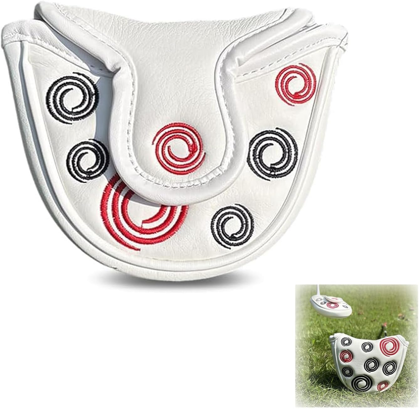 Putter Headcover, Golf Putter Head Covers with Premium Design, 13cm x 12cm x 4cm, White, Ideal for Odyssey 2 Ball Putters Cover, Travel and Golf Course Use