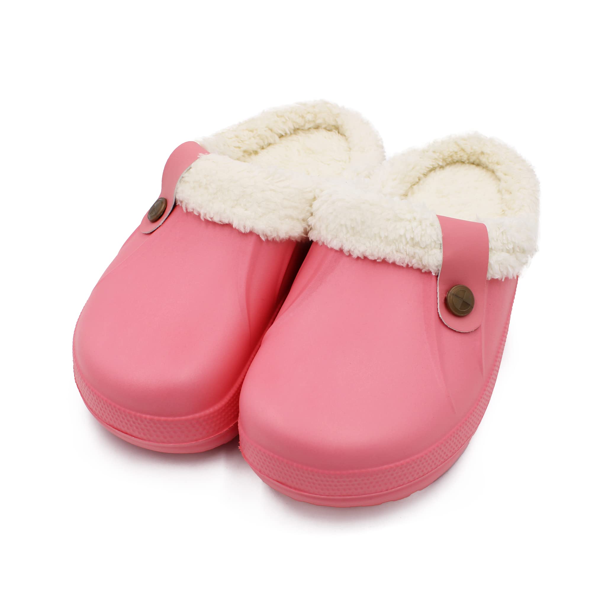 VRITRAZ Women Men Fur Lined Clogs Winter Garden Shoes Warm House Slippers Indoor Outdoor Mules (UK-8, Pink) (B0BRJ333TM) Amazon Price History, Amazon Price Tracker