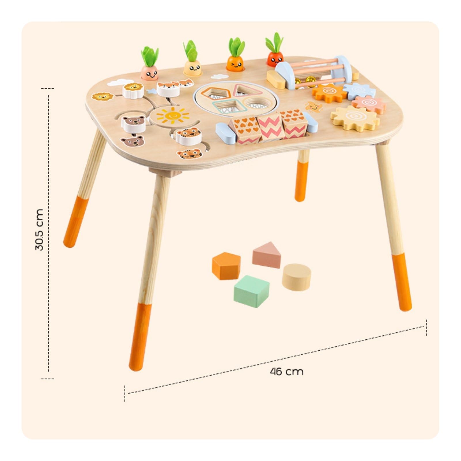 Tavolo attività Educativo Bambini in Legno con Blocchi Forme Carote Ingranaggi Gioco Sensoriale Training Coordinazione Mano-Occhio Adatto a Sviluppo Casa